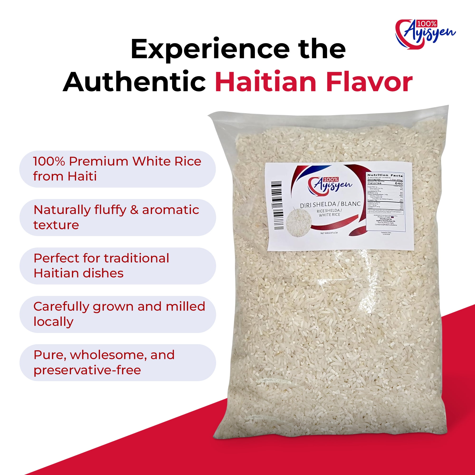 Riz Shelda - Diri Shelda- Rice Blancs- Directly from Haiti - 100% Ayisyen