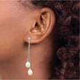 thumbnail image 3 of Sterling Silver Rhodium-Plated 7-8mm White Fwc Pearl Post Dangle Earrings (51 X 8) Made In China qe12777, 3 of 5