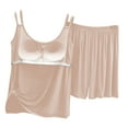 thumbnail image 3 of Hifoo Women Pajama Wear With Built In Bra Tops And Shorts Home Comfort Pjs Sets Soft Solid Color Sleepwear Two Piece Pjs Sets Soft Casual O-Neck Loungewear, 3 of 7