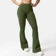 thumbnail image 5 of RYRJJ Cargo Flare Leggings with Pockets for Women High Waisted Workout Leggings Butt Lifting Gym Bootcut Yoga Pants(Army Green,S), 5 of 9