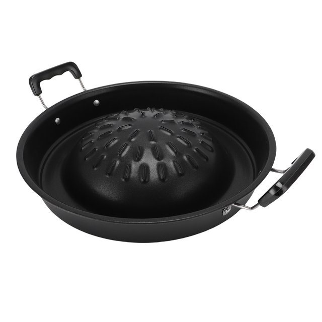 Thai Korean BBQ Grill Pan, Aluminum BBQ Grill Topper, 2 in 1 Non Stick Smoke Steak Grill Charcoal Pan Pork Hot Pot, Even Heating Barbecue Grill Plates, Camping BBQ Pan