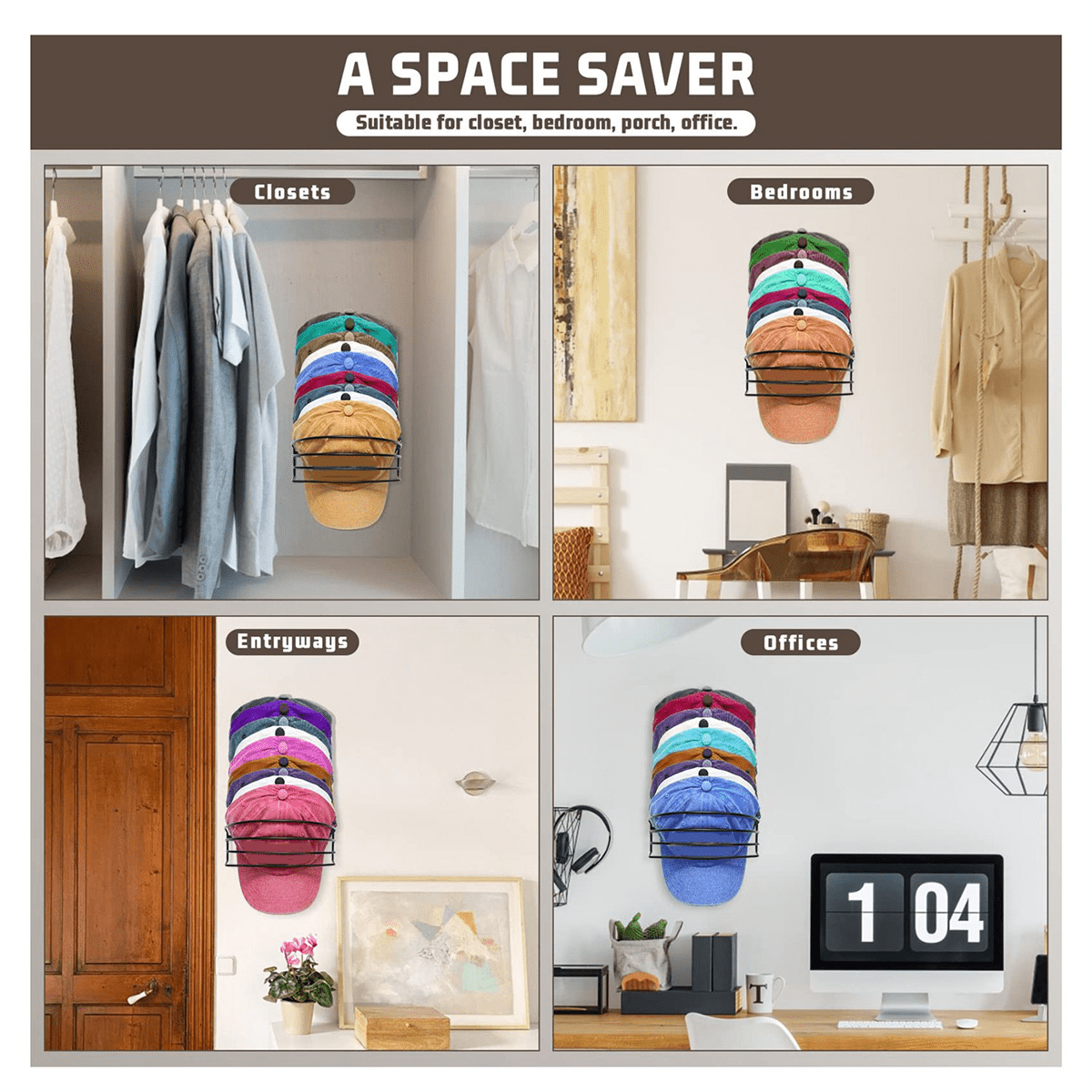 2 Pack Hat Rack for Wall and Door Metal Hat Organizers for Baseball Caps Storage Hangers Strong Ball Cap Holder Walmart