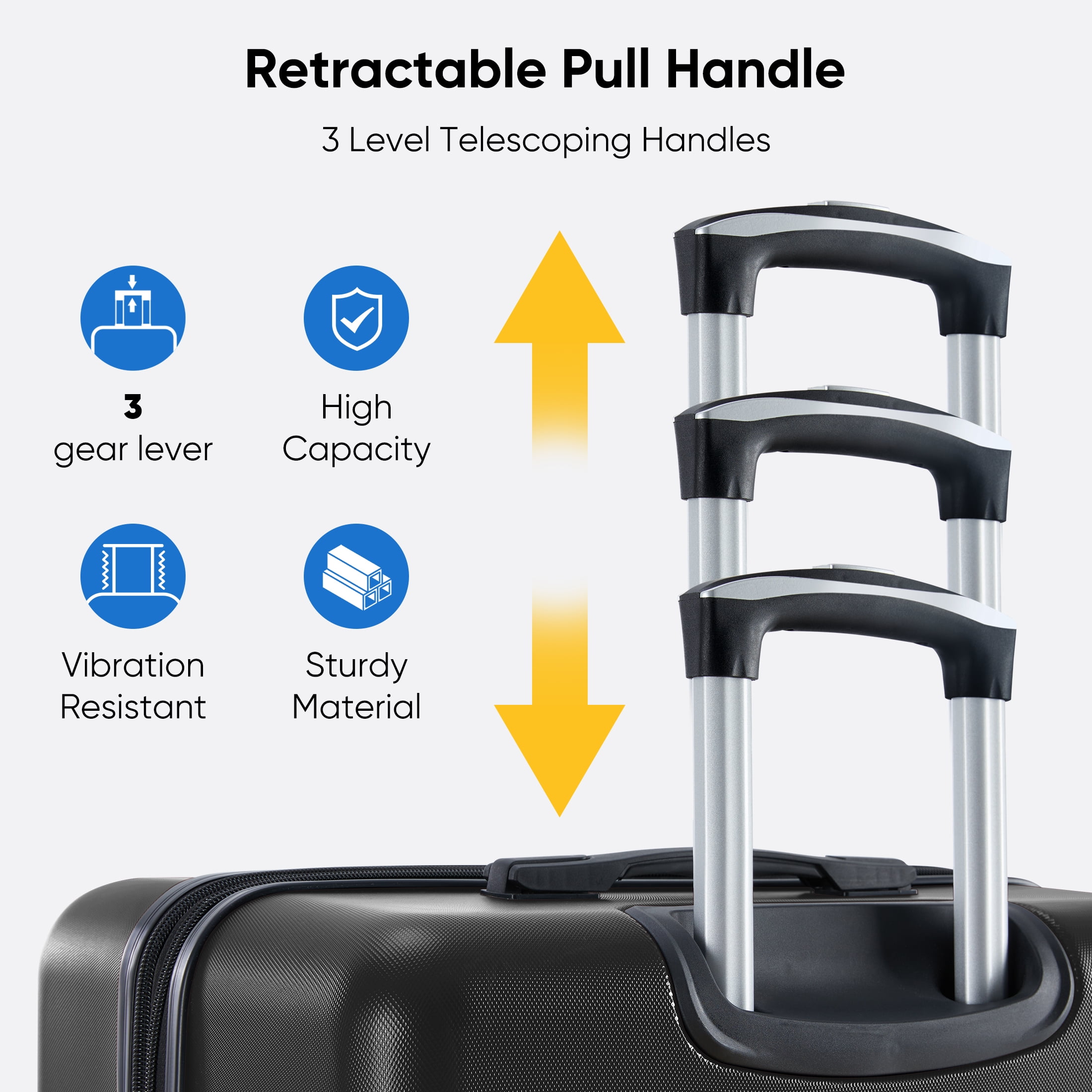 edx 28 Inch Hardside Expandable Luggage with Spinner Wheels, Checked-Large Lightweight Expandable Rolling Luggage with TSA Lock, Black