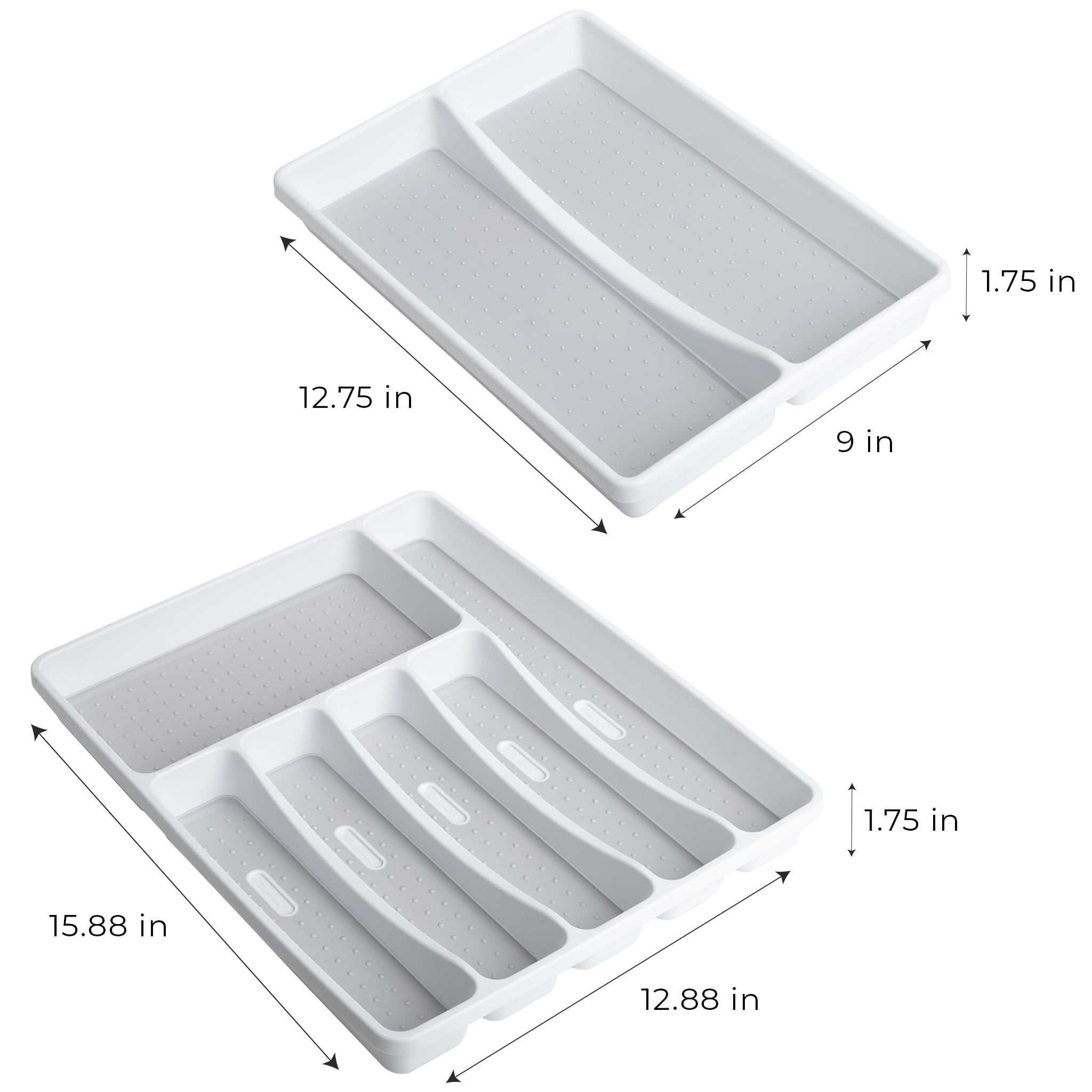 Smart Design Plastic Drawer Organizer - Set of 5 - Non- Slip Lining and Feet- Gray