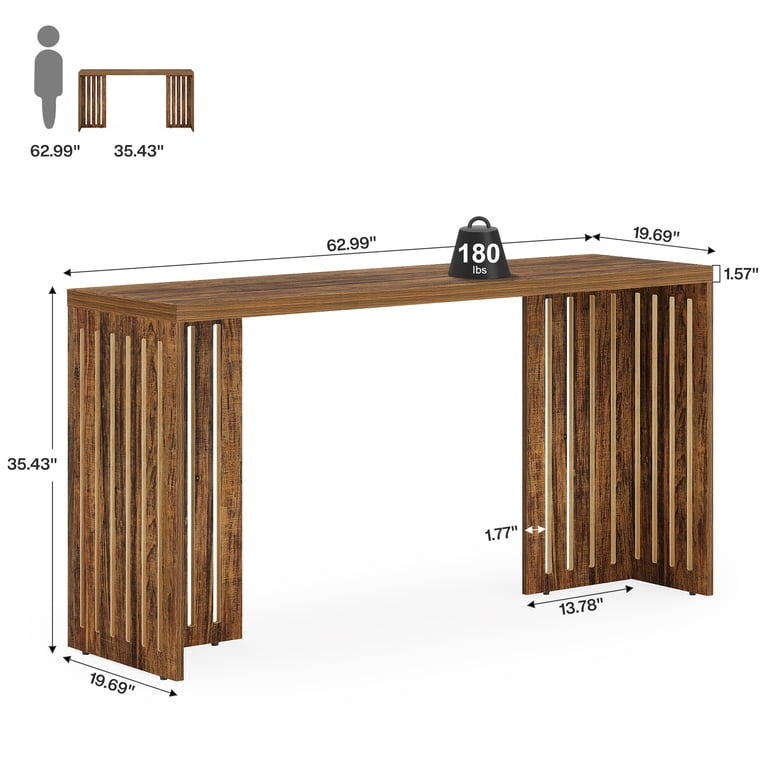 Tribesigns, 63-Inch Bar Table, Rustic Brown, Vintage Louvered Base
