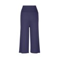 thumbnail image 5 of WIZUTIZ Wide Leg Linen Pants for Women Capris Soft Trendy Loose Wide Leg Palazzo Pants Spandex Elastic Mid Rise 3/4 Length Pants Solid Flowy Smocked Summer Pants for Teen Girls Swim Work Blue, 5 of 6