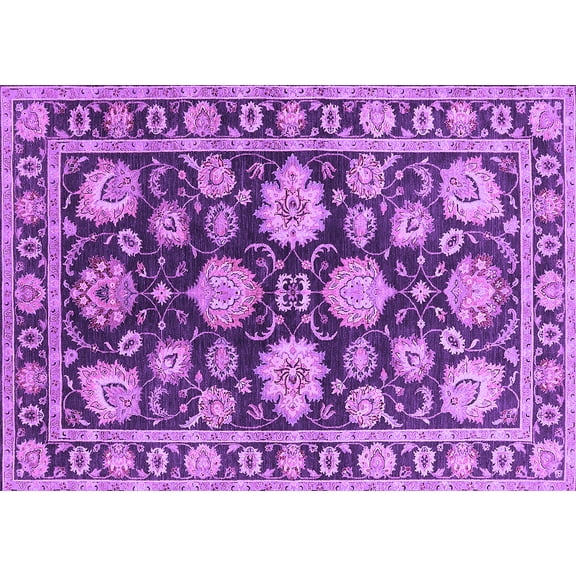 Ahgly Company Indoor Rectangle Oriental Purple Traditional Area Rugs, 5' x 7'