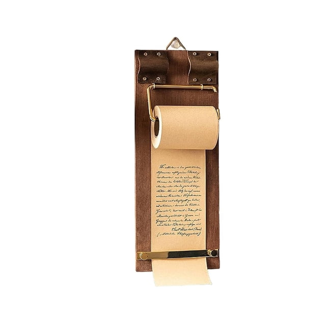Vintage Hanging Board with Refillable Kraft Paper Roll, Functional Clipboard for Office Home Kitchen, Portable Writing Center with Wooden Pen and Cutter for Notes Lists Decor, Black