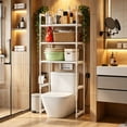 thumbnail image 6 of FEOLGEHLY Over Toilet Storage Rack, 56.5-Inch Tall Storage Rack with Multi-Layer Bathroom Shelf, Freestanding Bathroom Organizer for Toiletries, Space-Saving 56 Inch Toilet Storage (White), 6 of 7