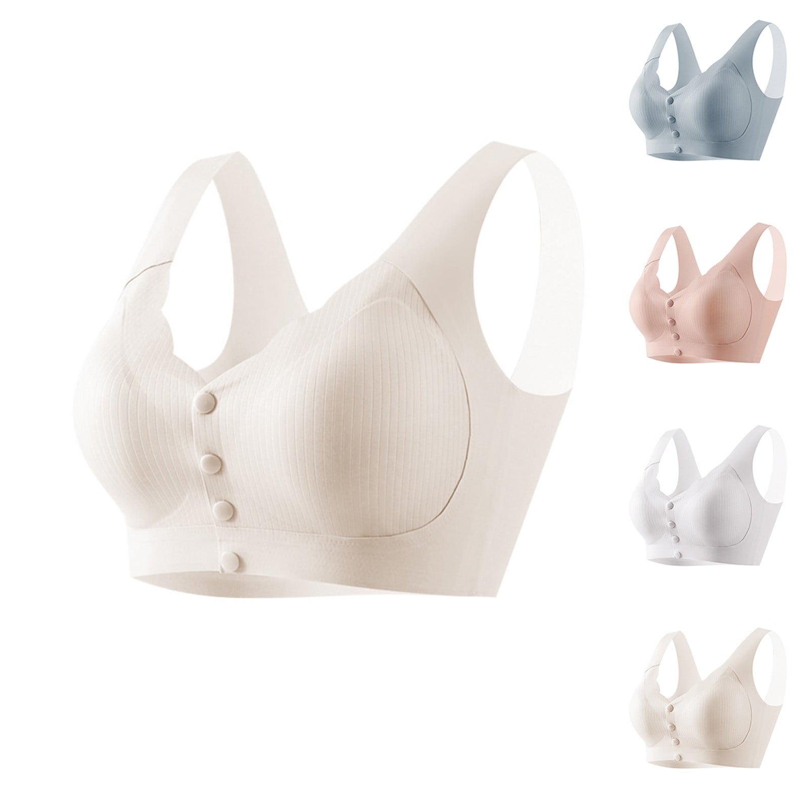 Women's Solid Color Seamless Nursing Bra Bras Large Size Push Up Comfortable Wirefree Maternity Breastfeeding Support for Women Postpartum | TruBelle,Beige L