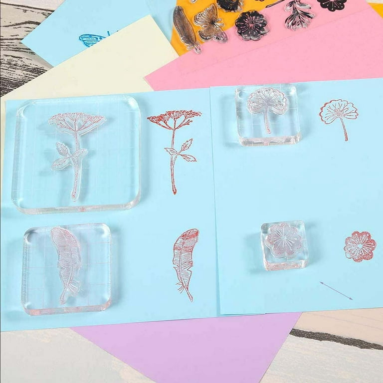 7 Pieces Stamp Blocks,Acrylic Clear Stamping Blocks Tools with