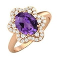 thumbnail image 2 of 8x6mm Oval Shape Amethyst 925 Silver Rose Plated Engagement Women Valentines Day Gifts Ring, 2 of 4