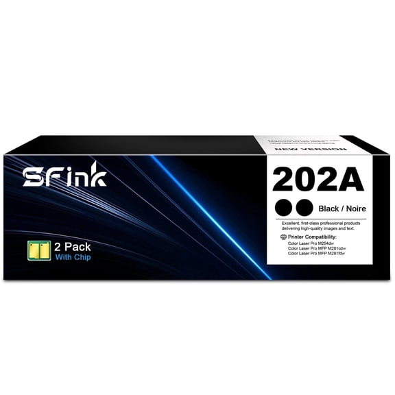 202A CF500A Toner Cartridge Compatible for HP202A CF500A 202X CF500X Toner Cartridge for Laserjet Pro MFP M281fdw M281cdw M254dw M254nw M281fdn M280nw M254dn Printer (Black,2-Pack)