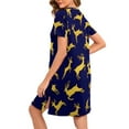 thumbnail image 6 of Women's Christmas Pajamas Dress Short Sleeve Crewneck Printed Home Pjs Skirt with Pockets Multicolor L, 6 of 8