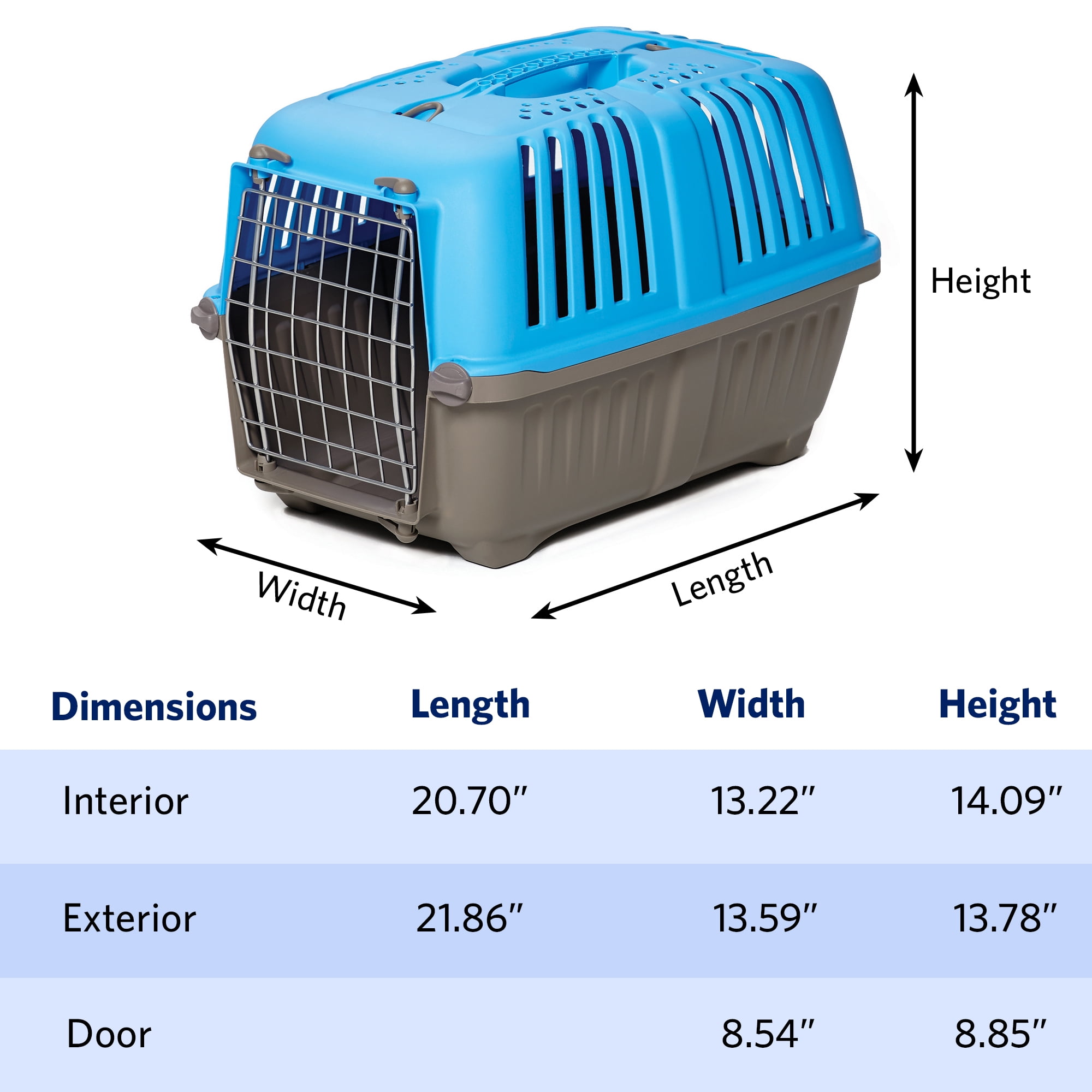 MidWest Homes for Pets 22 inch Spree Travel Pet Carrier for Dog or Cat with Steel Door, Blue
