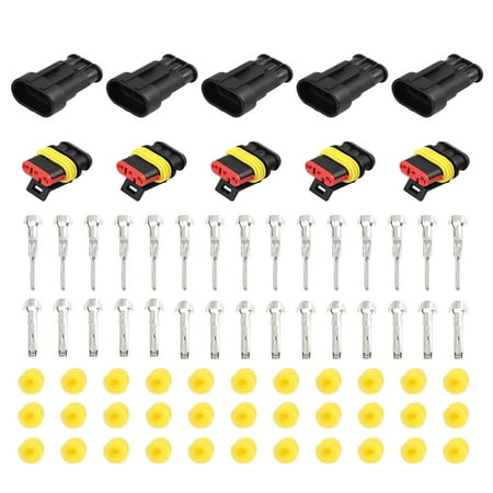 3 Pins Way Car Waterproof Electrical Connector Automotive Terminal 5 Sets