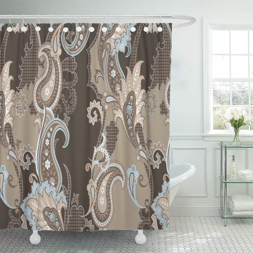 light blue and white shower curtains