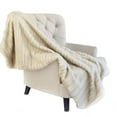 thumbnail image 2 of Plutus Fancy Mink Faux Fur Ivory Luxury Blanket 80L x 90W Twin XL, 2 of 4