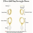 thumbnail image 6 of 3 Pairs Gold Hoop Earring for Women,14K Gold Plated Chunky Hoop Earrings Set Charm Cute Heart Butterfly Bow CZ Pearl Huggie Hoops Earrings Lightweight Trendy Jewelry, 6 of 7