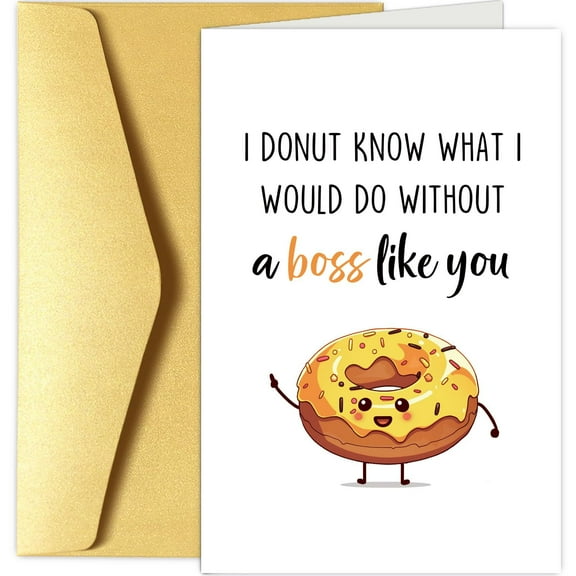 Funny Boss Appreciation Card - "I Donut Know What I Would Do Without a Boss Like You" - Cute Donut Design - Blank Inside - Ideal Gift for Boss's Day or Employee Recognition