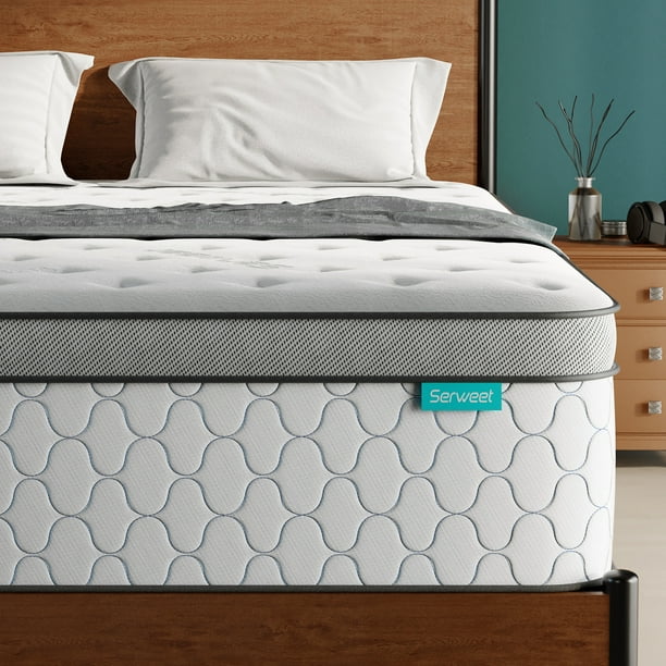 Queen Size Mattress, Serweet 12 Inch Gel Memory Foam Hybrid Mattress in a Box, Fiberglass Free