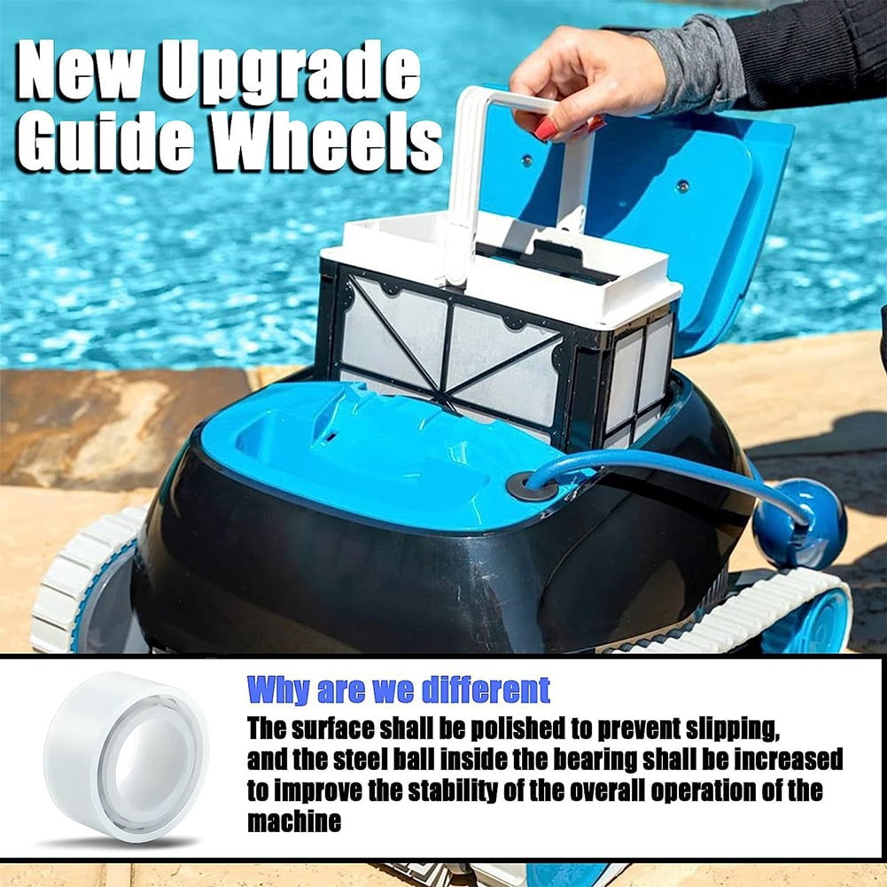 Automatic Robotic Pool Cleaner Replacement Parts, Guide Wheels 4 Pack with 2 Pack Pulley Gears 3884997-R6 for Maytronics Dolphin, Nautilus CC Plus Pool Cleaner M200/M400/M500 &Dx3/Dx4/Dx6