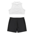 thumbnail image 4 of Alvivi Kids Girls Active Gym Fitness Sportswear Short Tracksuits Gymnastics Dance Outfits Ivory&Black 10, 4 of 7