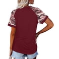 thumbnail image 3 of Pntutb Mujeres tops Sexy O-cuello Imprimir Patchwork Camiseta de manga corta Blusa Pntutb Pntutb-6056, 3 of 8
