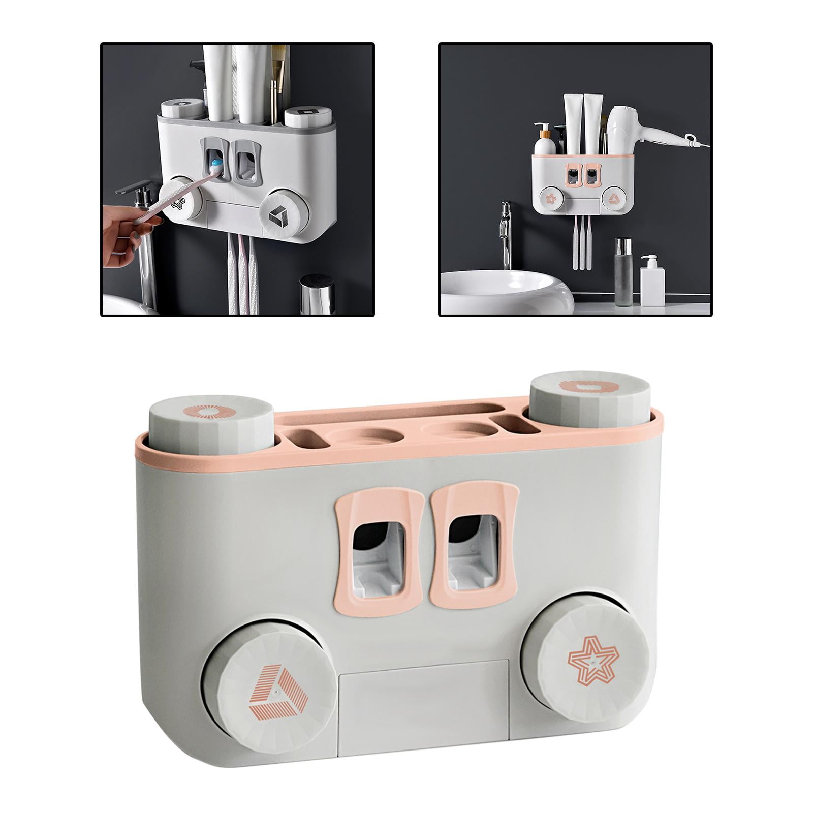 Toothbrush Holders Wall Mounted, Automatic Toothpaste Squeezer Holder