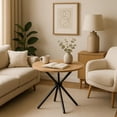 thumbnail image 3 of Homycasa Modern Round Dining Table with Cross Black Base Natural Wood, 3 of 6