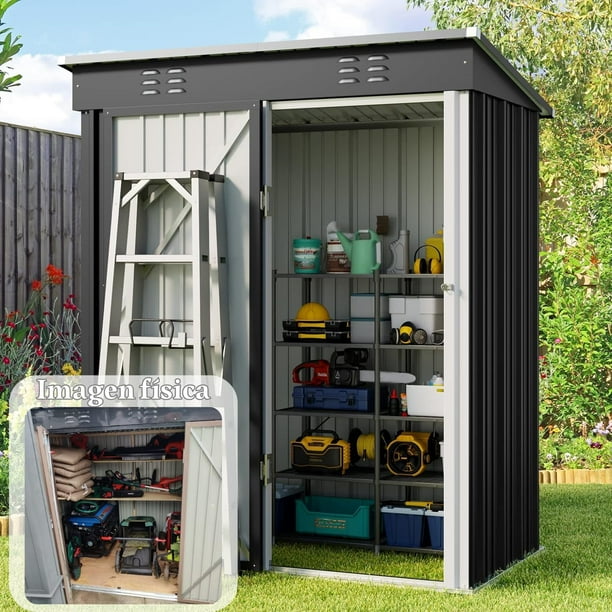 Amazon.com: Lifetime Cobertizo de almacenamiento moderno para exteriores, 8  x 5 pies, gris : Patio, Césped y Jardín, image size:612x612
