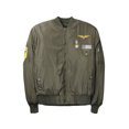 thumbnail image 2 of Mens Military Patches Bomber Jacket Lightweight Skinny Fit, 2 of 7