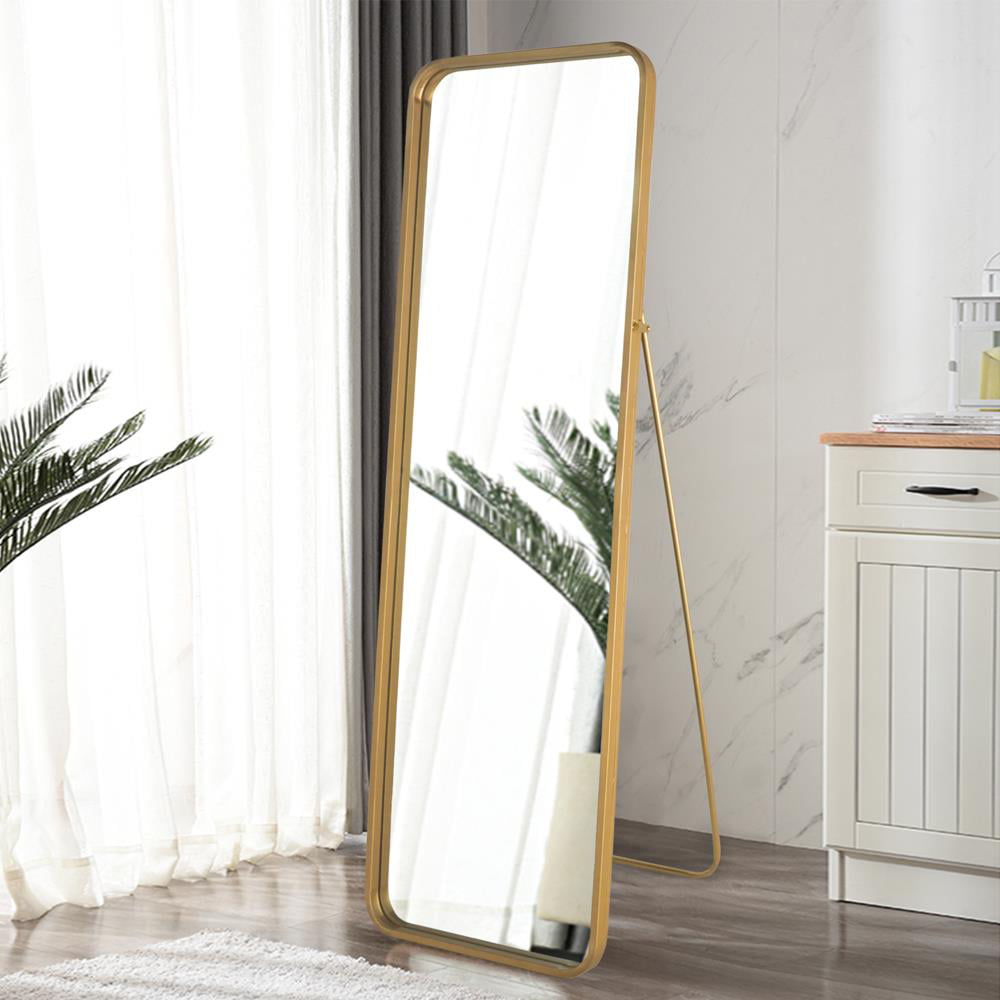 ZP01 ZUISPACE Full Body Length Mirror Filleted Corner and Round Rim 18x57 Sliver Hanging or Leaning Against Wall Mirror for Dressing & Make Up