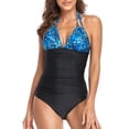 thumbnail image 2 of Womens One-Piece Padded Plus Size Overlay Print Bikini Swimsuit, 2 of 9