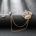 thumbnail image 3 of Rhinestone Crown Long Chain Brooch.Gold Silver Tassel Brooch Pin,Retro Crystal Suit Pins Collar Coat Pin for Men's Accessories Pin Husband Gifts, 3 of 12