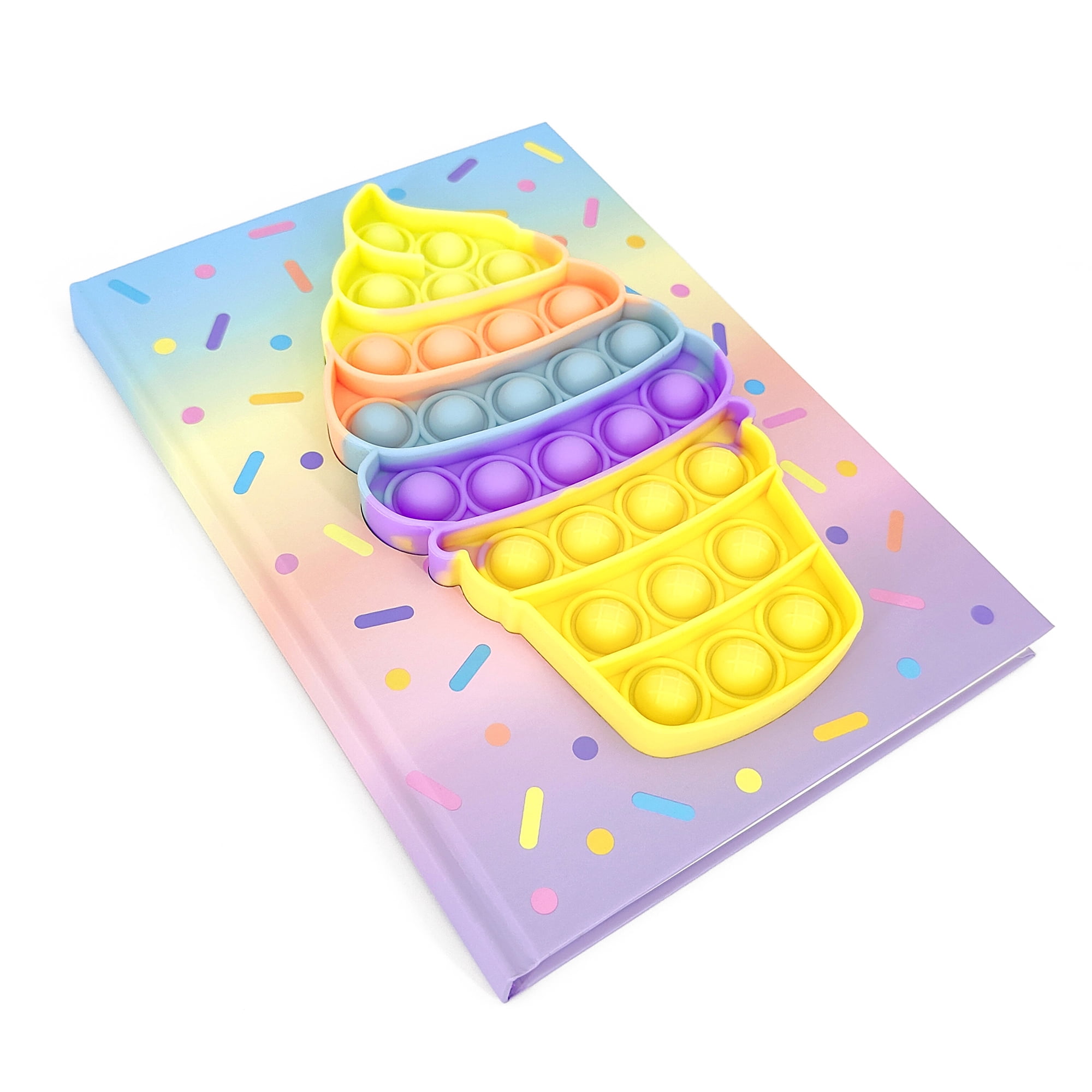 Pen + Gear Pop-It Fidget Journal, Colorful Ice Cream Cone, Lined Paper, Hardbound