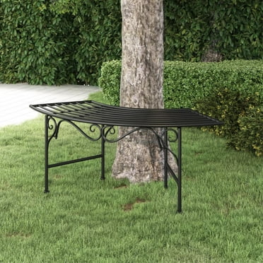 vidaXL Tree Bench 44.5" Black Steel
