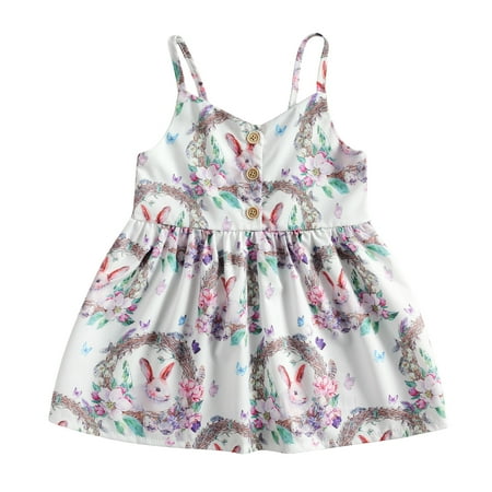 

Kiapeise Toddler Girls Easter Sleeveless Rabbit Print Dress