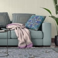 thumbnail image 4 of Paisley Pattern Square Indoor/Outdoor Pillow in Hot Muted Blue Gold 18x18, 4 of 5