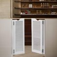 thumbnail image 4 of Aiqidi 24*42Inch Double-door Swing Door Natural Pine Wood Louvered Cafe Door Wall-Mounted Countryside Saloon Doors with 4 Hinges (White), 4 of 15