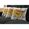 thumbnail image 5 of Ambesonne Asian Themed Throw Pillow Cover 4 Pack, Retro Sun Leafy Tree, 16", Orange White Black, 5 of 5