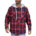 thumbnail image 2 of Handshe Men's Summer Casual Solid Color Checkered Print Lightweight Long Sleeve Hooded Button-Up Shirt Jacket, Thin Long Sleeve Hooded Coat for Daily Outdoor Wear,Plus Size, 2 of 7