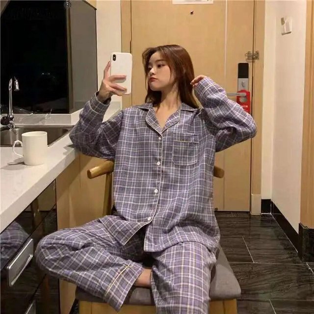 Ins Stylle-Pijama de manga larga para mujer, ropa para el hogar, ropa de salón de ocio, primavera y otoño, nueva