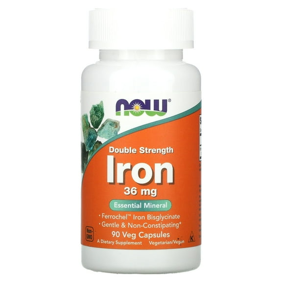 NOW Foods Iron, 36 mg, 90 Veg Capsules