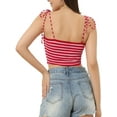 thumbnail image 3 of INSPIRE CHIC Women's Striped Tie Spaghetti Straps Summer Cami Tube Tops XS Pink Red, 3 of 6
