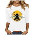 thumbnail image 2 of BLTIBY 2025 Bee Shirts for Women 3/4 Length Sleeve Tunic Tops Funny Cute Bee Graphic Tee Blouse Summer Casual Tshirt Ladies Gifts Pullover Tops White 3 5XL, 2 of 5