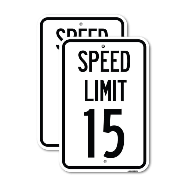 (2 Pack) Speed Limit 15 Mph | 12" X 18" Heavy-Gauge Aluminum Sign | Rust Free Aluminum, Weather Resistant, Waterproof, Fade Resistant, 2 Pre-drilled Holes