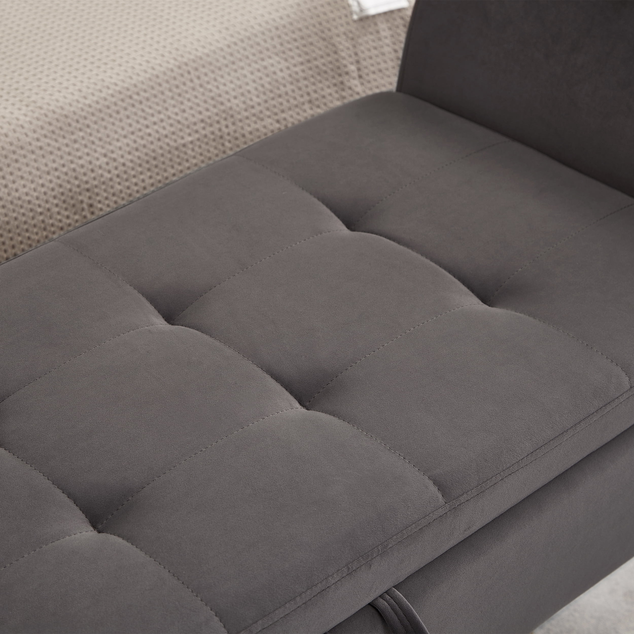 Aukfa End of Bed Bench with Curved Arms, 51.5" Velvet Tufted Upholstered Storage Ottoman Entryway Bench - Gray