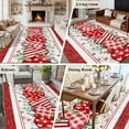 thumbnail image 6 of Valentine's Day Washable Area Rug 6 x 9 ft Red Stripe Plaid Heart Rose Leaf Flower Border, Soft Non Slip Rugs Stain Repellent Indoor Felt Carpet for Living Dining Room Bedroom Home Office, 6 of 9