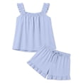 thumbnail image 2 of DAKIMOE Womens Pajamas Set 2 Piece Ruffle Pj Soft Tank Top and Shorts Sleepwear Lounge Sets for Women Set Sleeveless Bridal Pajama Sets for Christmas, S-2XL, 2 of 9
